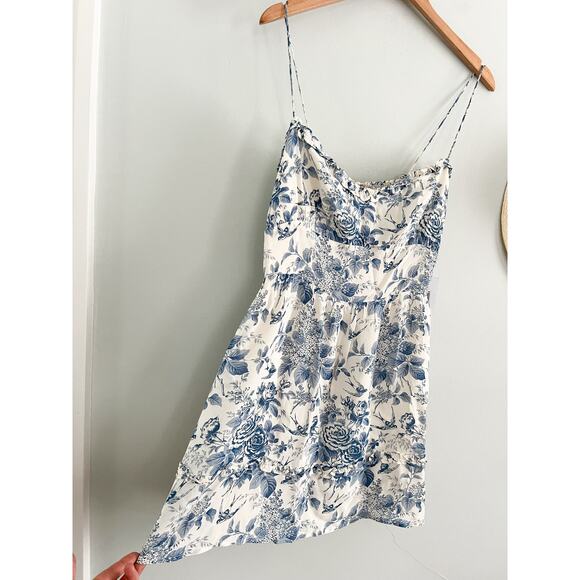 Reformation | NWT Marin Mini Dress in Pompadour Blue White Floral | Sz 10 - Picture 3 of 10